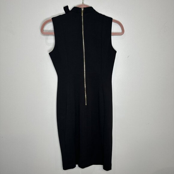 Calvin Klein Bow Neck Sleeveless Sheath Dress Size 6P Black Career Work - Picture 7 of 8